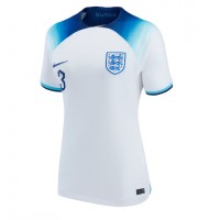 Camiseta Inglaterra Luke Shaw #3 Primera Equipación Replica Mundial 2022 para mujer mangas cortas